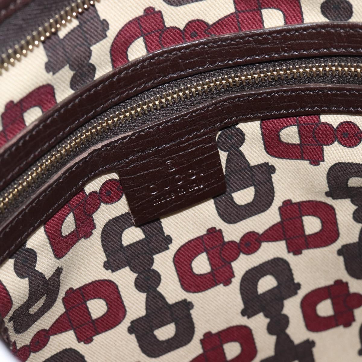 GUCCI GG Canvas Web Sherry Line Shoulder Bag Beige Gold Red 144388 Auth 182113A