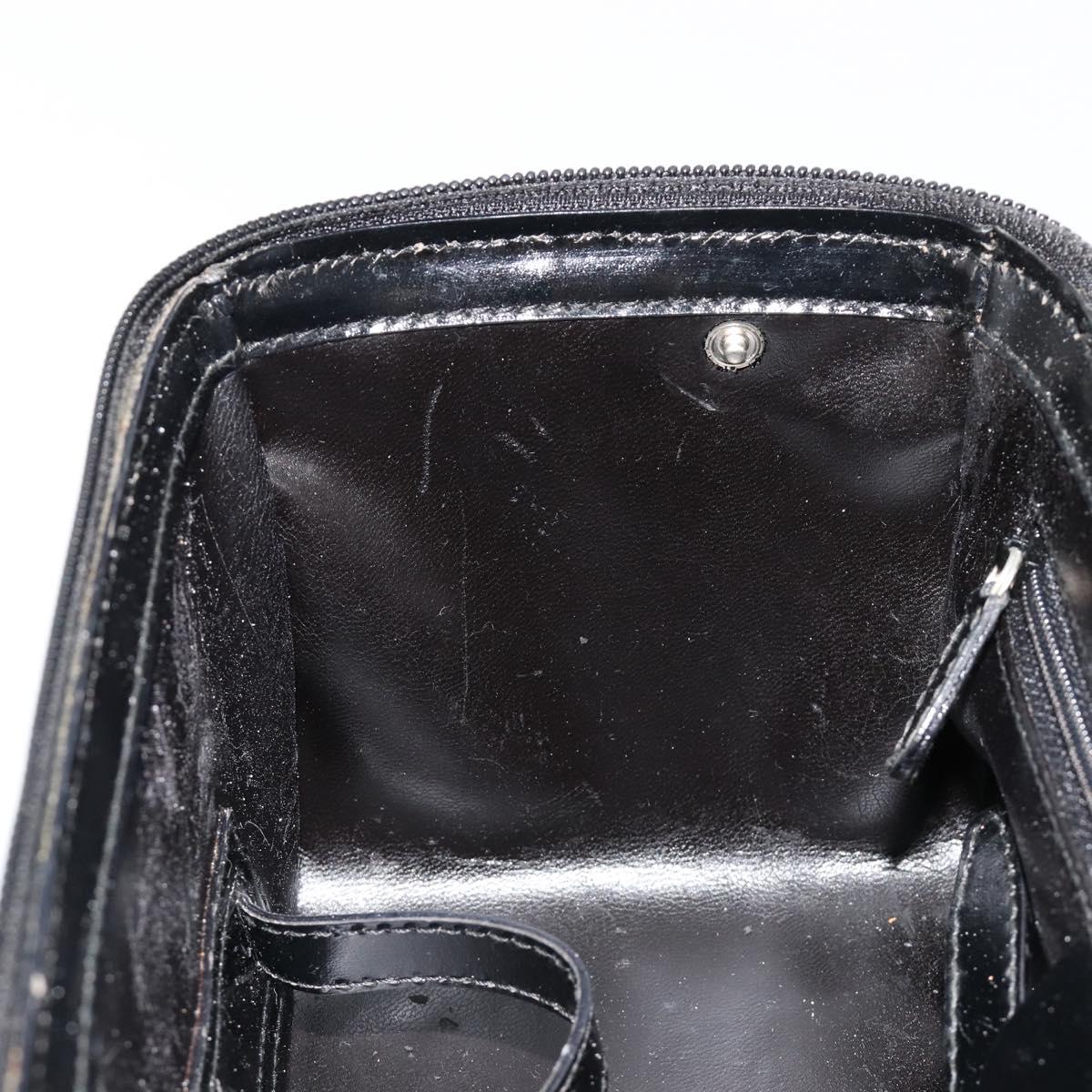 GUCCI Bamboo Vanity Hand Bag Leather Black Silver 013 2122 2490 Auth 182121