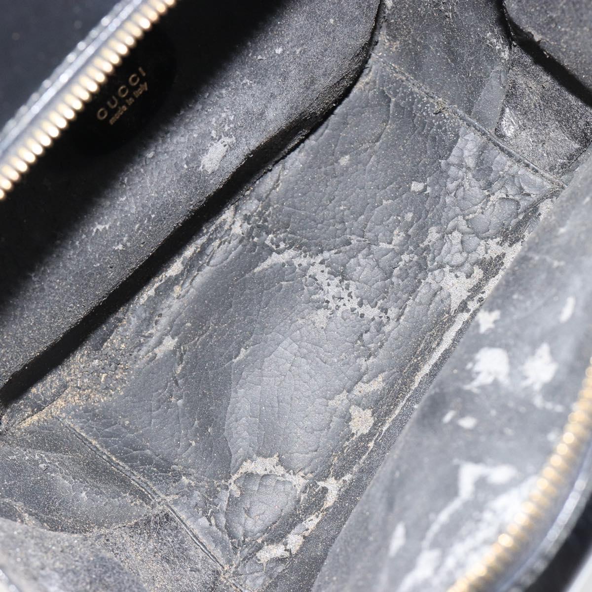 GUCCI Bamboo Vanity Hand Bag Patent leather Black Gold Auth 182122