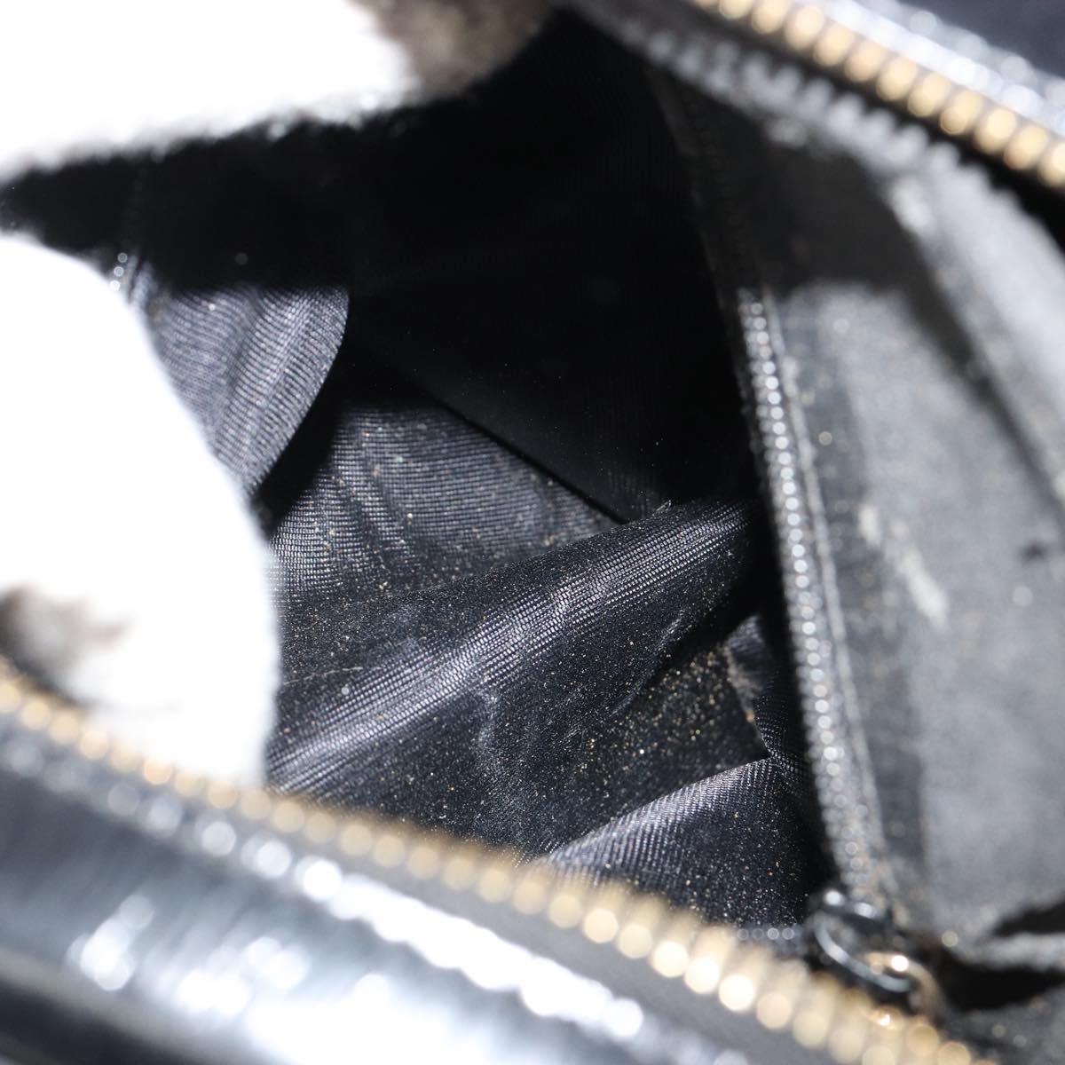 GUCCI Bamboo Vanity Hand Bag Patent leather Black Gold Auth 182122