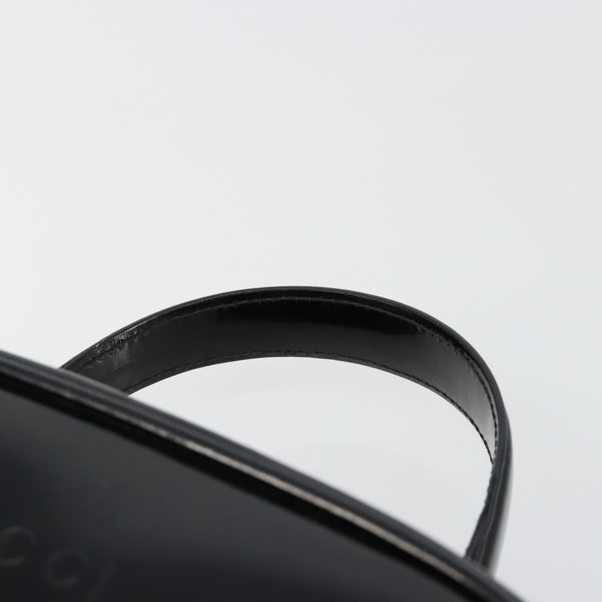 GUCCI Bamboo Vanity Hand Bag Patent leather Black Gold Auth 182122