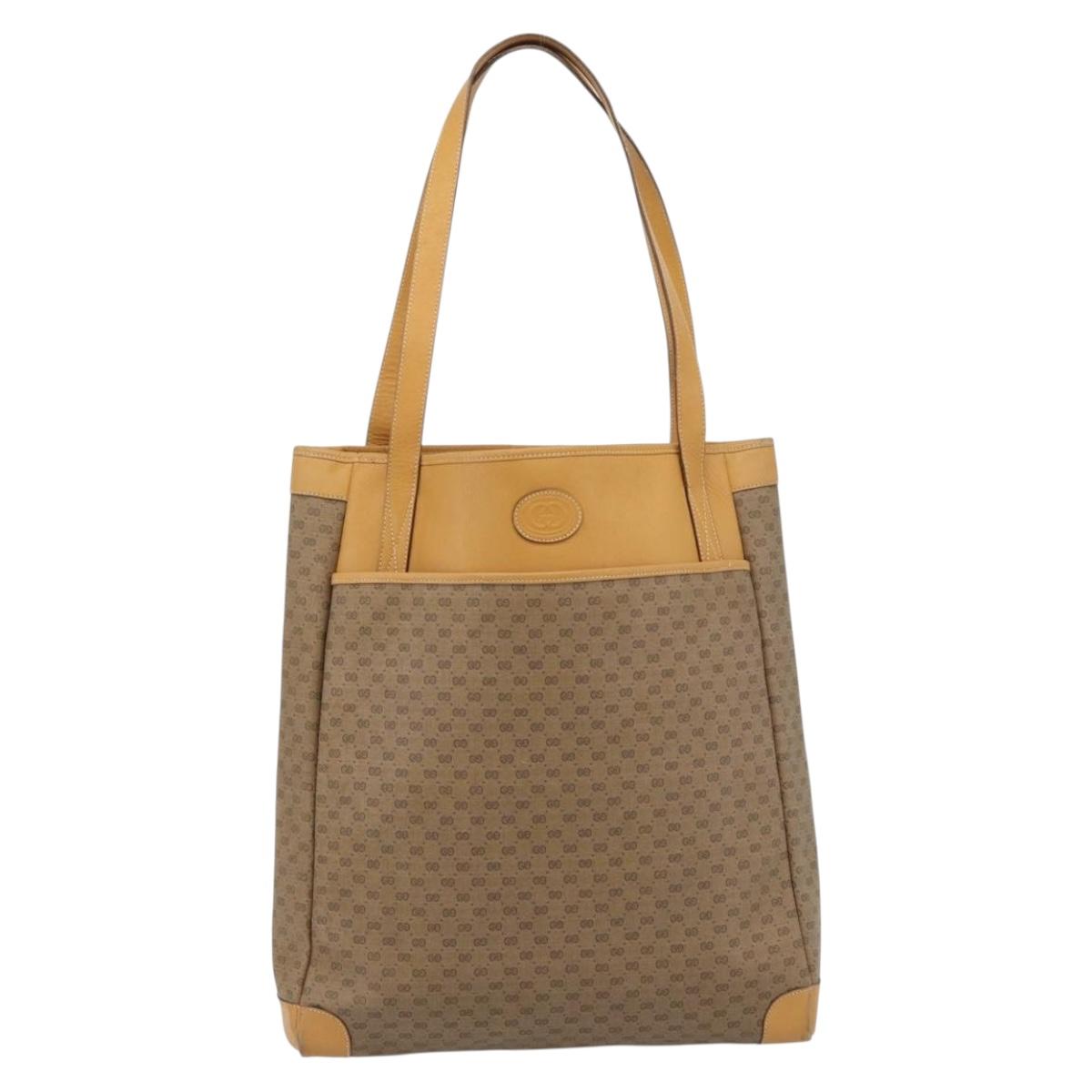 GUCCI Micro GG Supreme Tote Bag PVC Beige Gold 002 115 0135 Auth 182123
