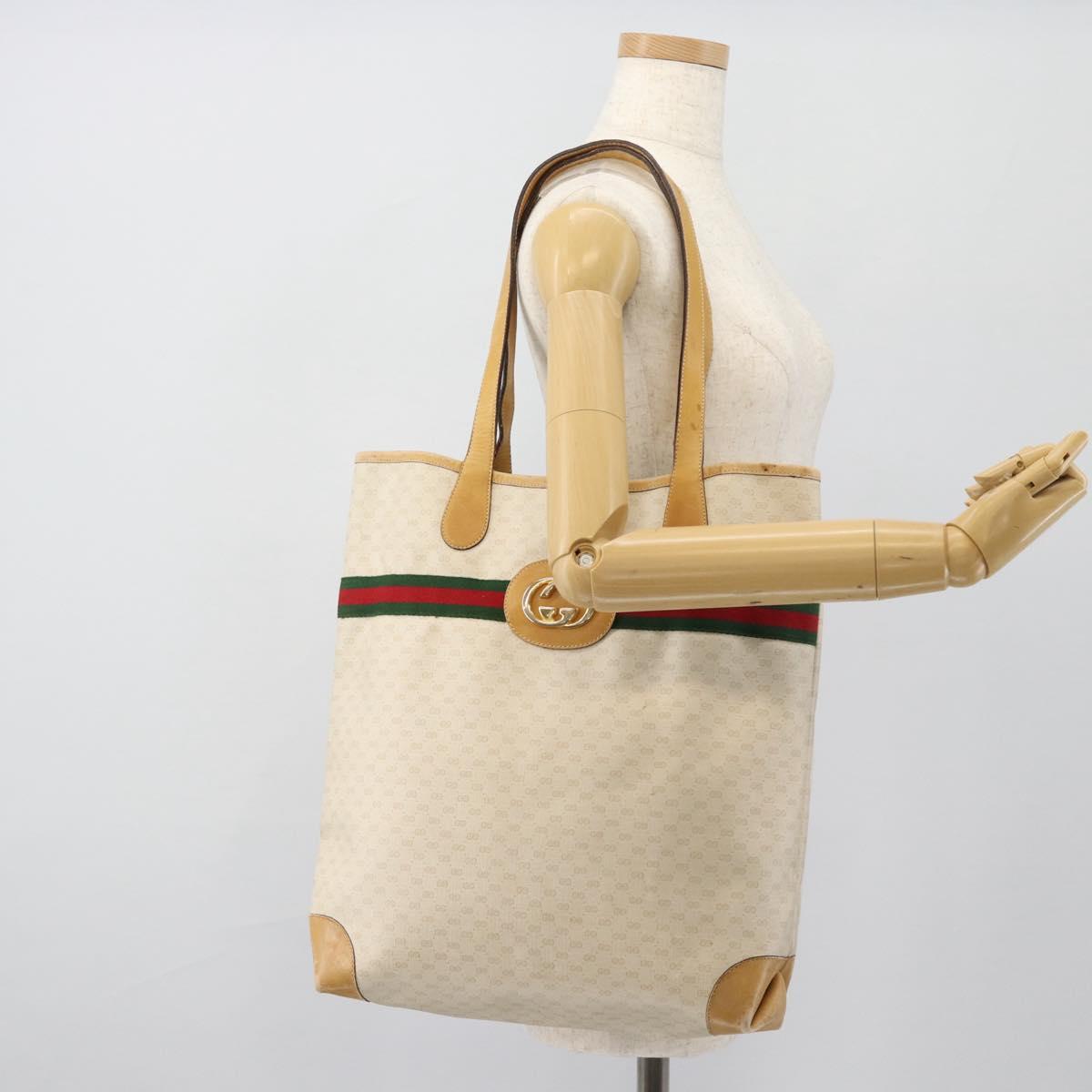 GUCCI Micro GG Supreme Web Sherry Line Bag PVC White 002 904 0131 Auth 182124