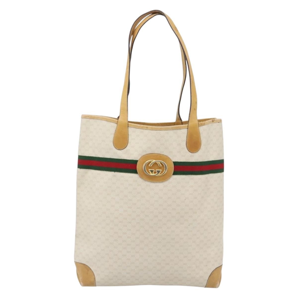 GUCCI Micro GG Supreme Web Sherry Line Bag PVC White 002 904 0131 Auth 182124
