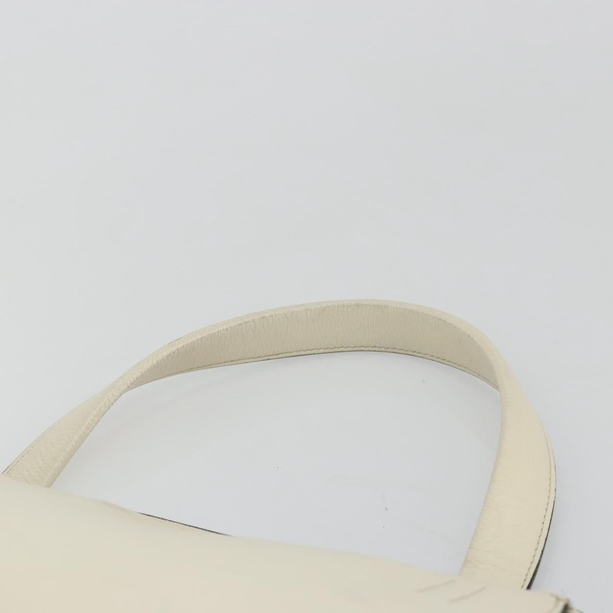 CELINE Hand Bag Leather White Silver Auth 182125A