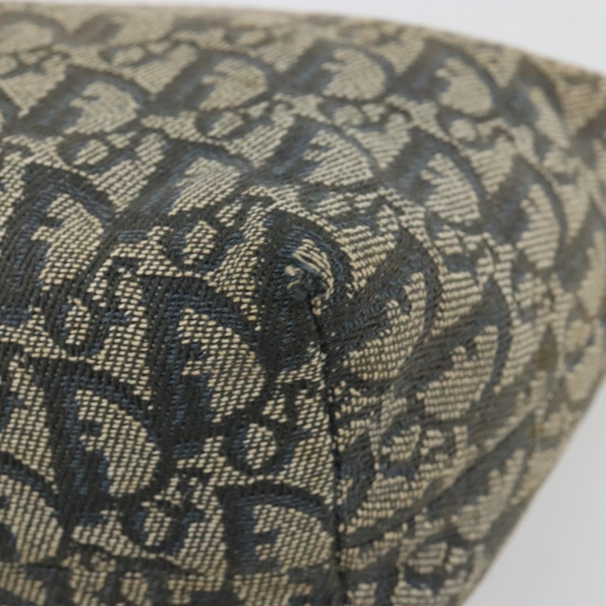 Christian Dior Trotter Canvas Hand Bag Navy Gold Auth 182127