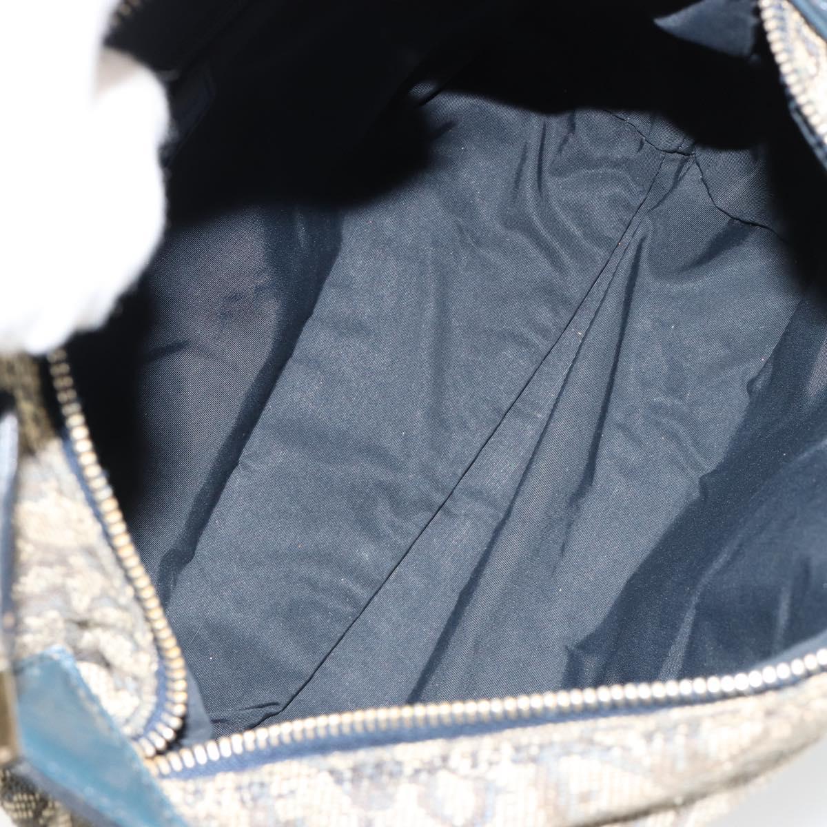 Christian Dior Trotter Canvas Hand Bag Navy Gold Auth 182127