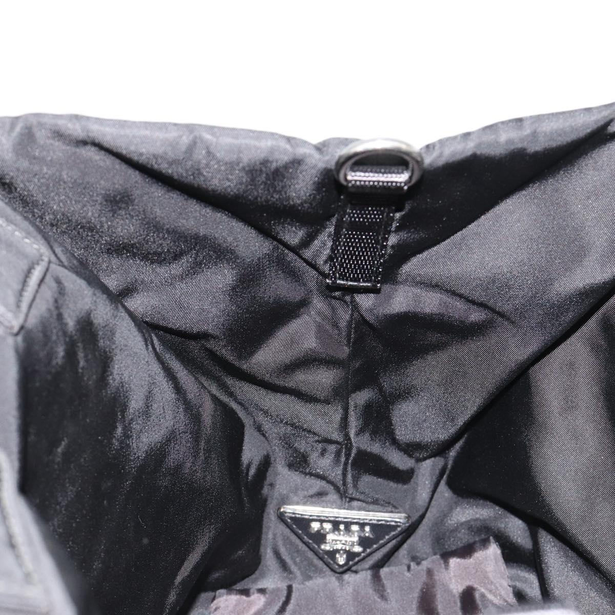 PRADA Reversible Hand Bag Nylon Black Silver Auth 182129A