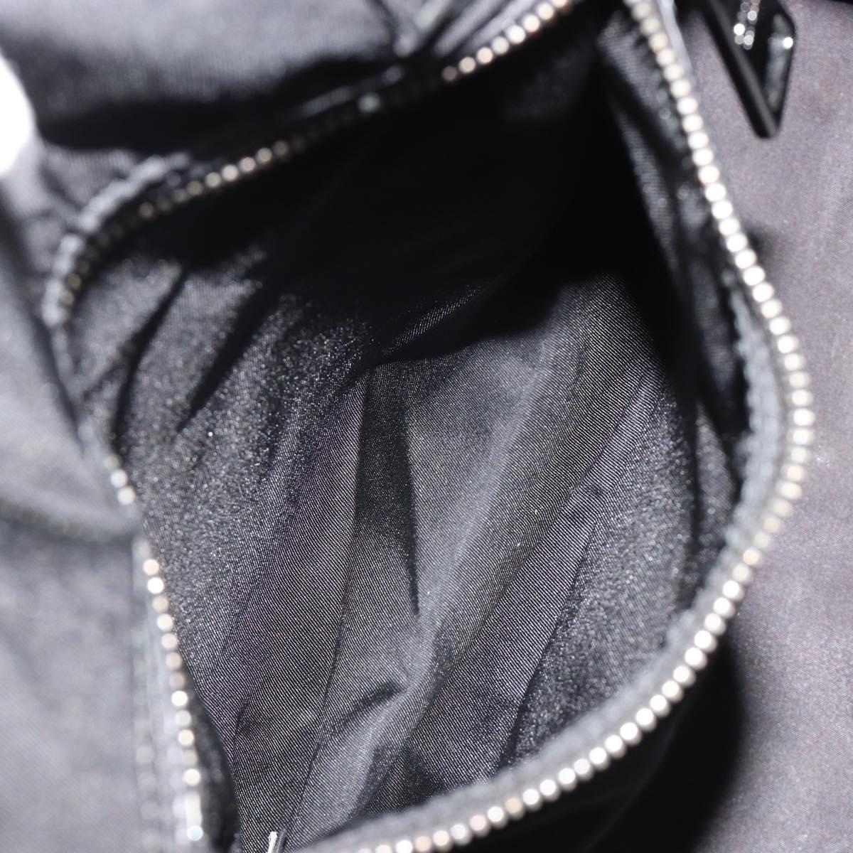 PRADA Reversible Hand Bag Nylon Black Silver Auth 182129A