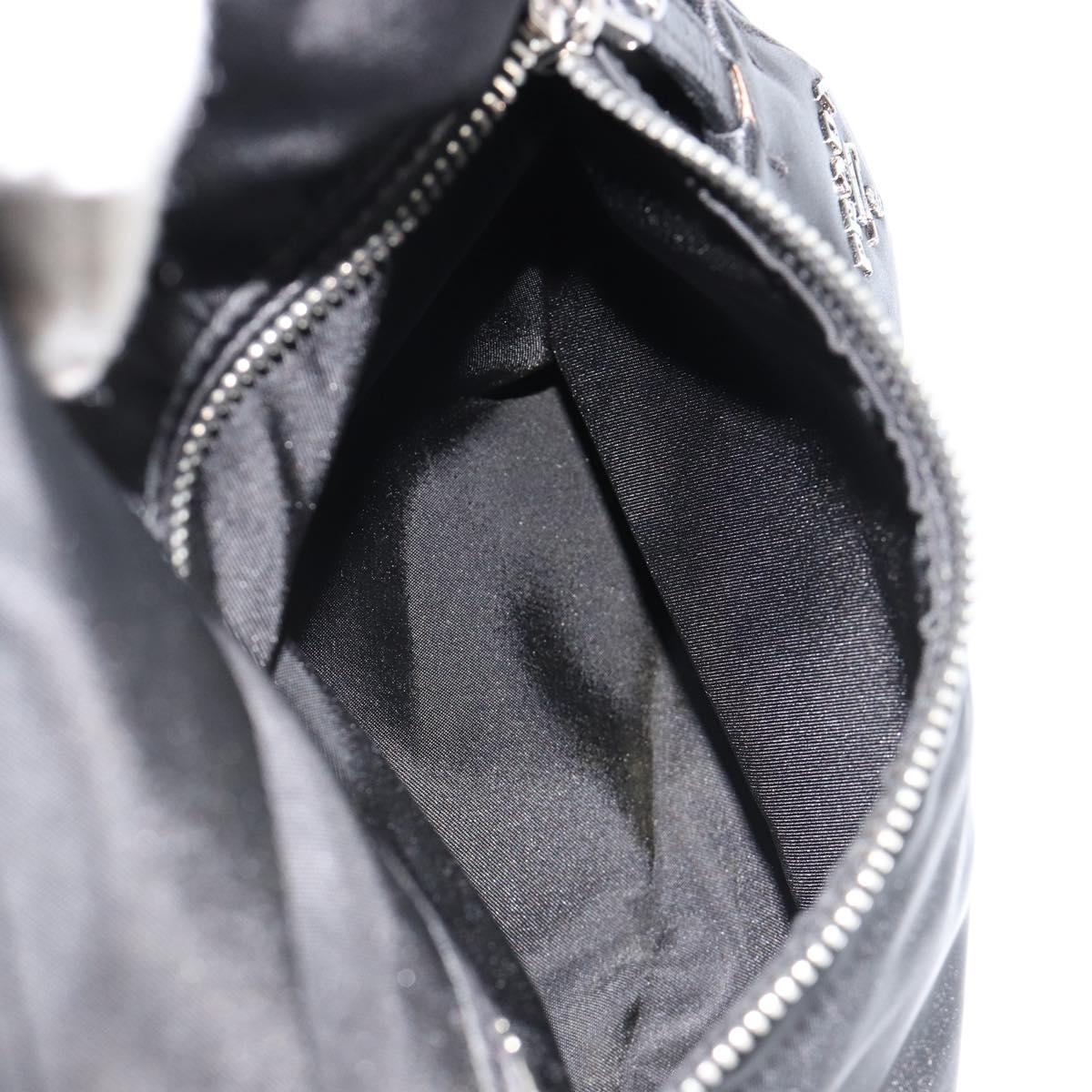 PRADA Reversible Hand Bag Nylon Black Silver Auth 182129A