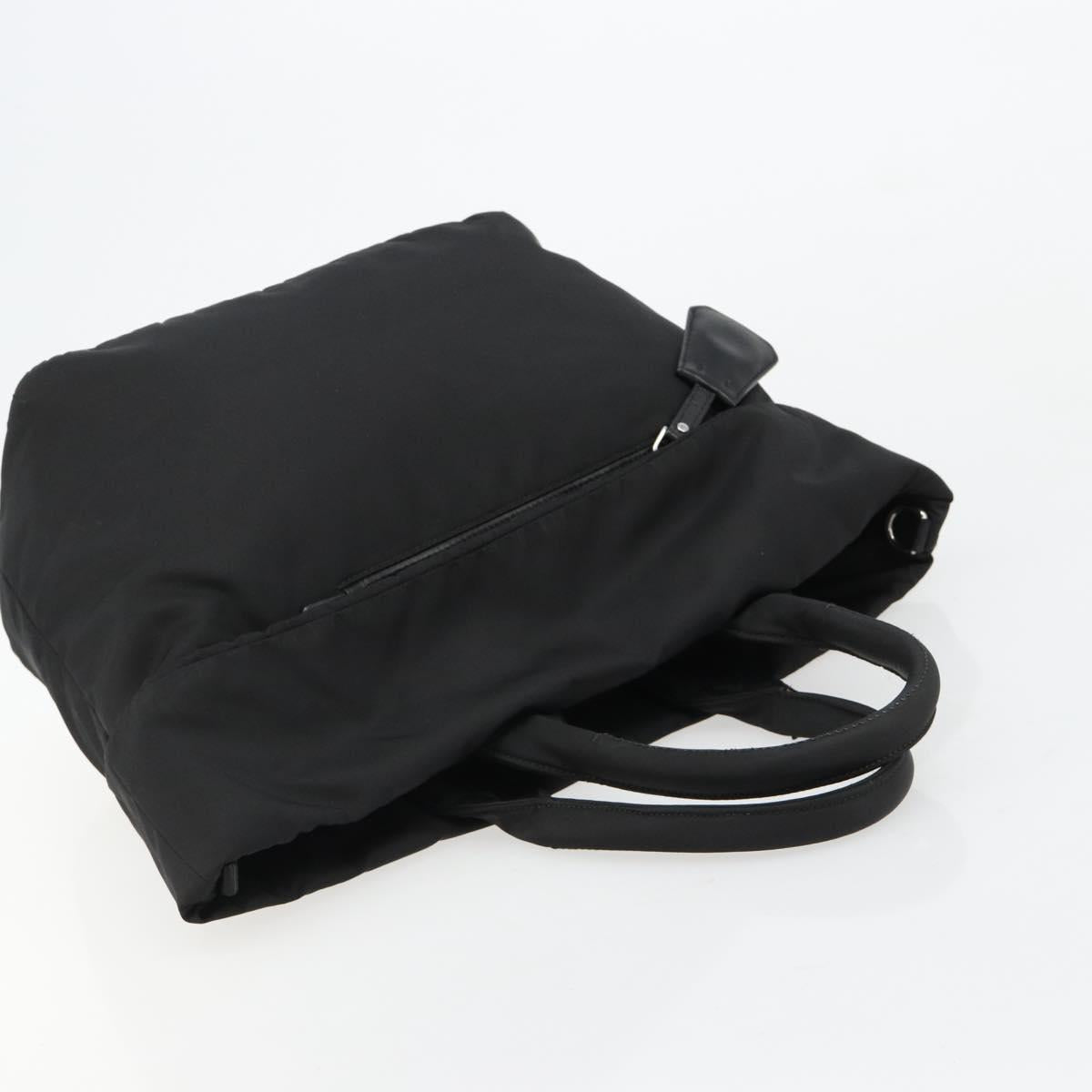 PRADA Reversible Hand Bag Nylon Black Silver Auth 182129A