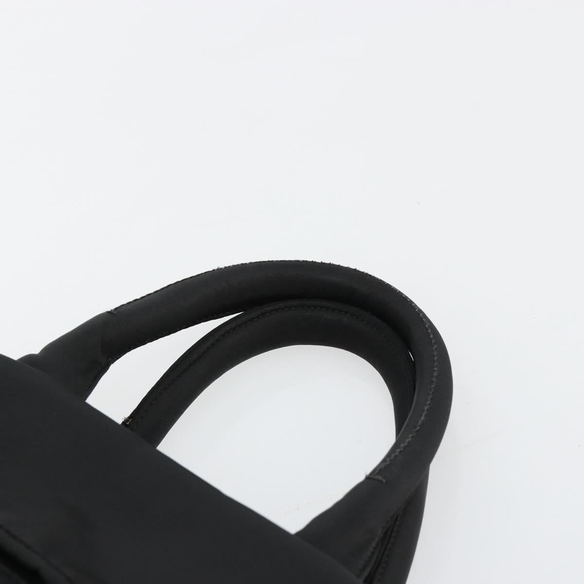 PRADA Reversible Hand Bag Nylon Black Silver Auth 182129A
