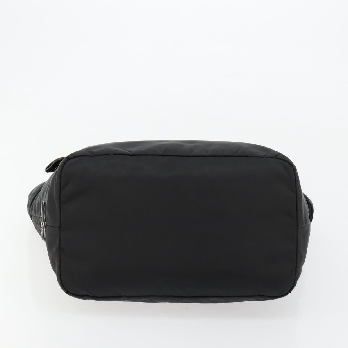 PRADA Reversible Hand Bag Nylon Black Silver Auth 182129A