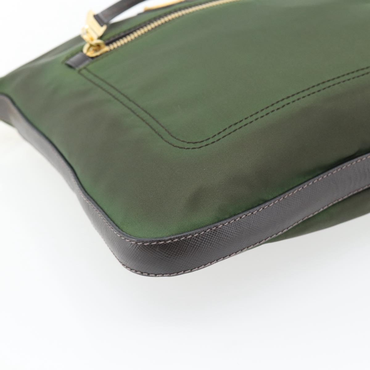 PRADA Shoulder Bag Nylon Green Gold Auth 182130