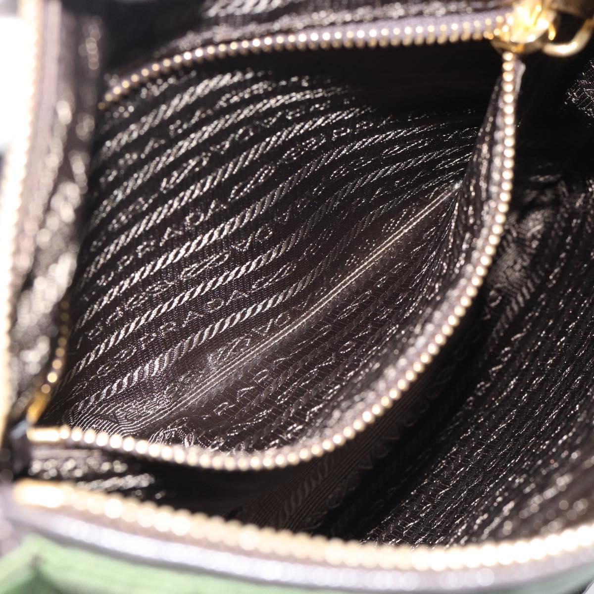 PRADA Shoulder Bag Nylon Green Gold Auth 182130