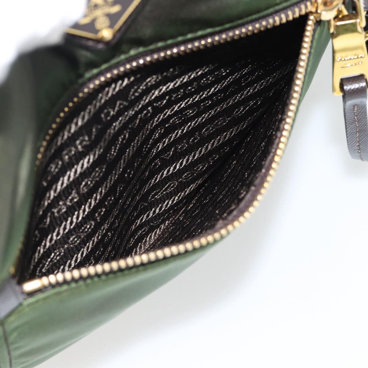 PRADA Shoulder Bag Nylon Green Gold Auth 182130