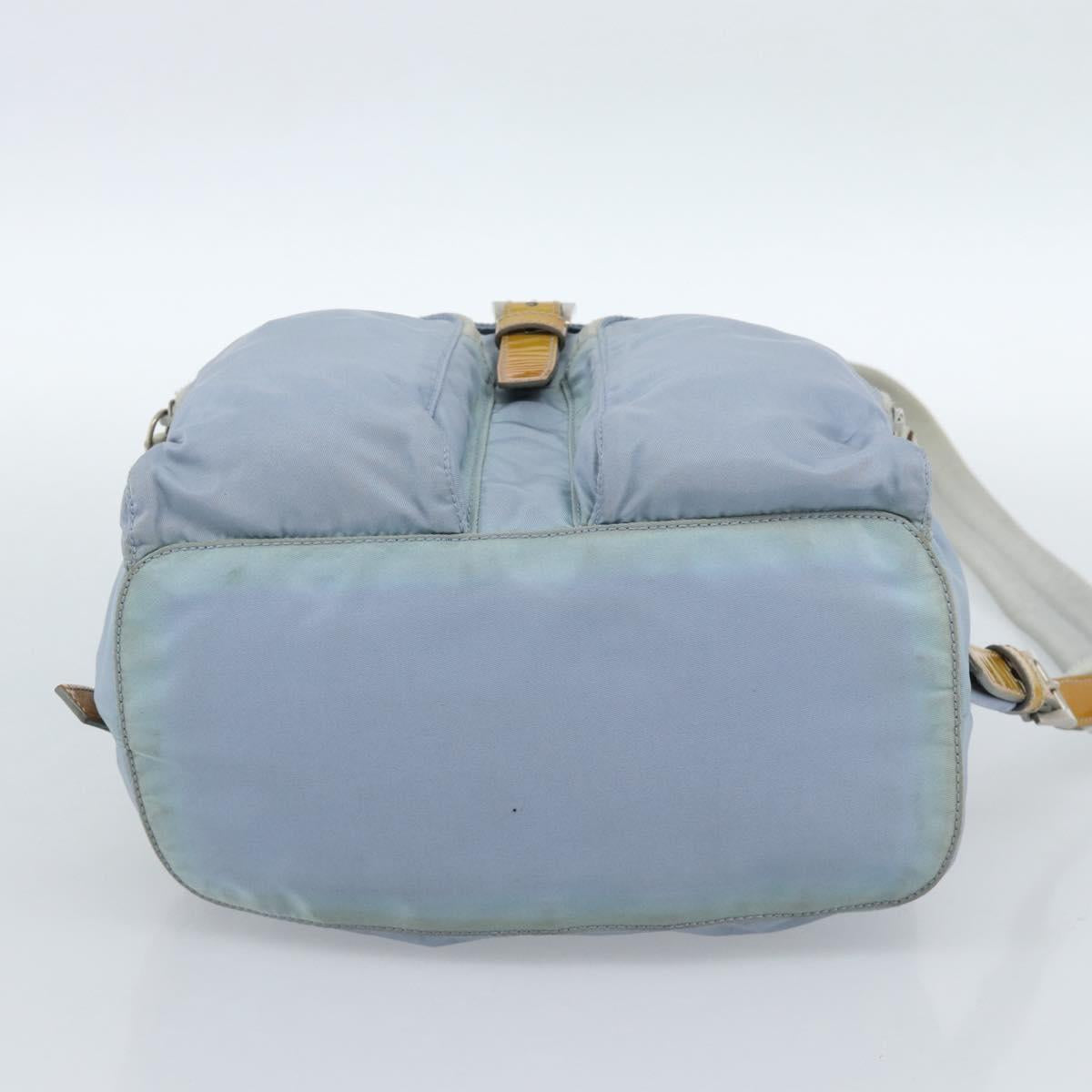 PRADA Backpack Nylon Light Blue Silver Auth 182131
