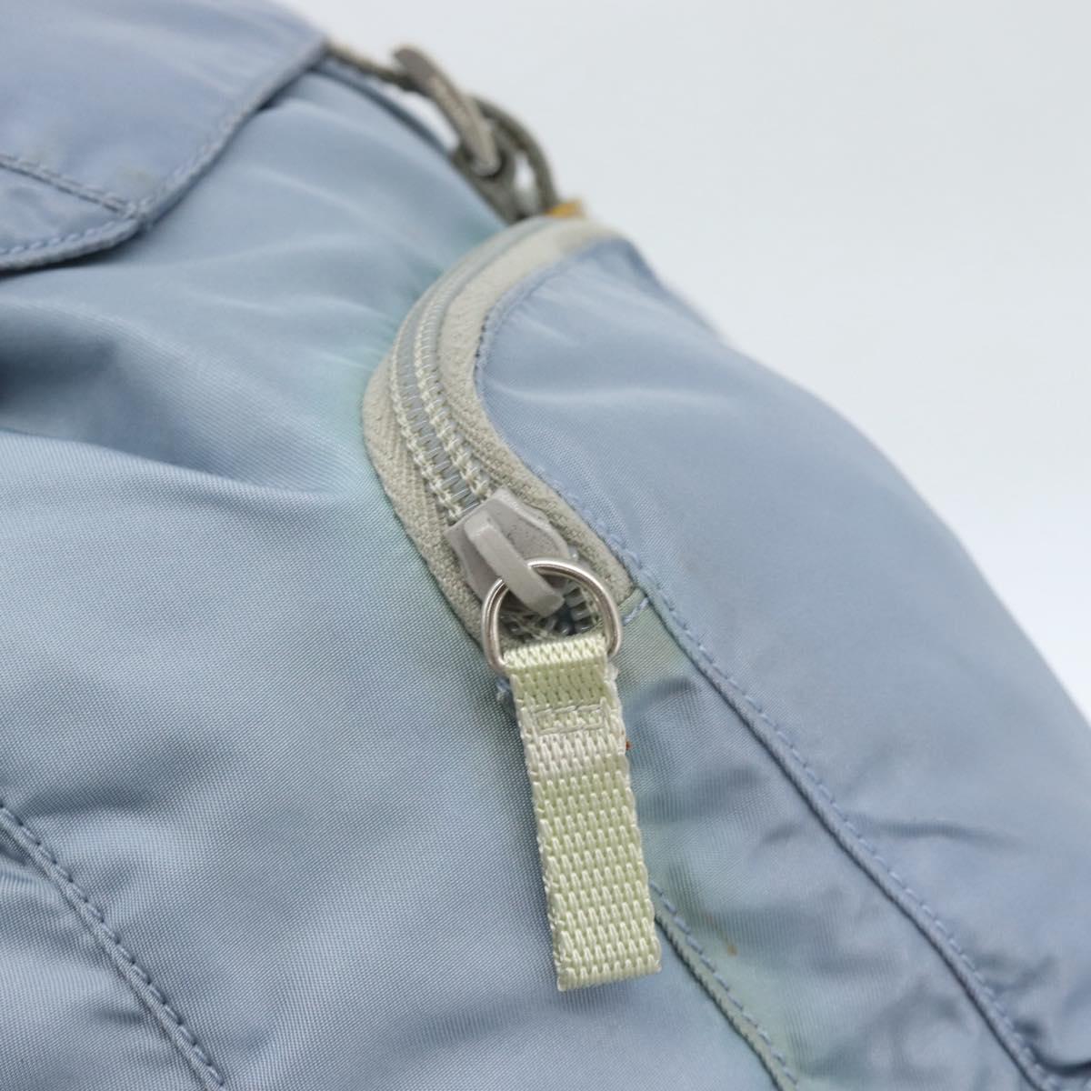 PRADA Backpack Nylon Light Blue Silver Auth 182131
