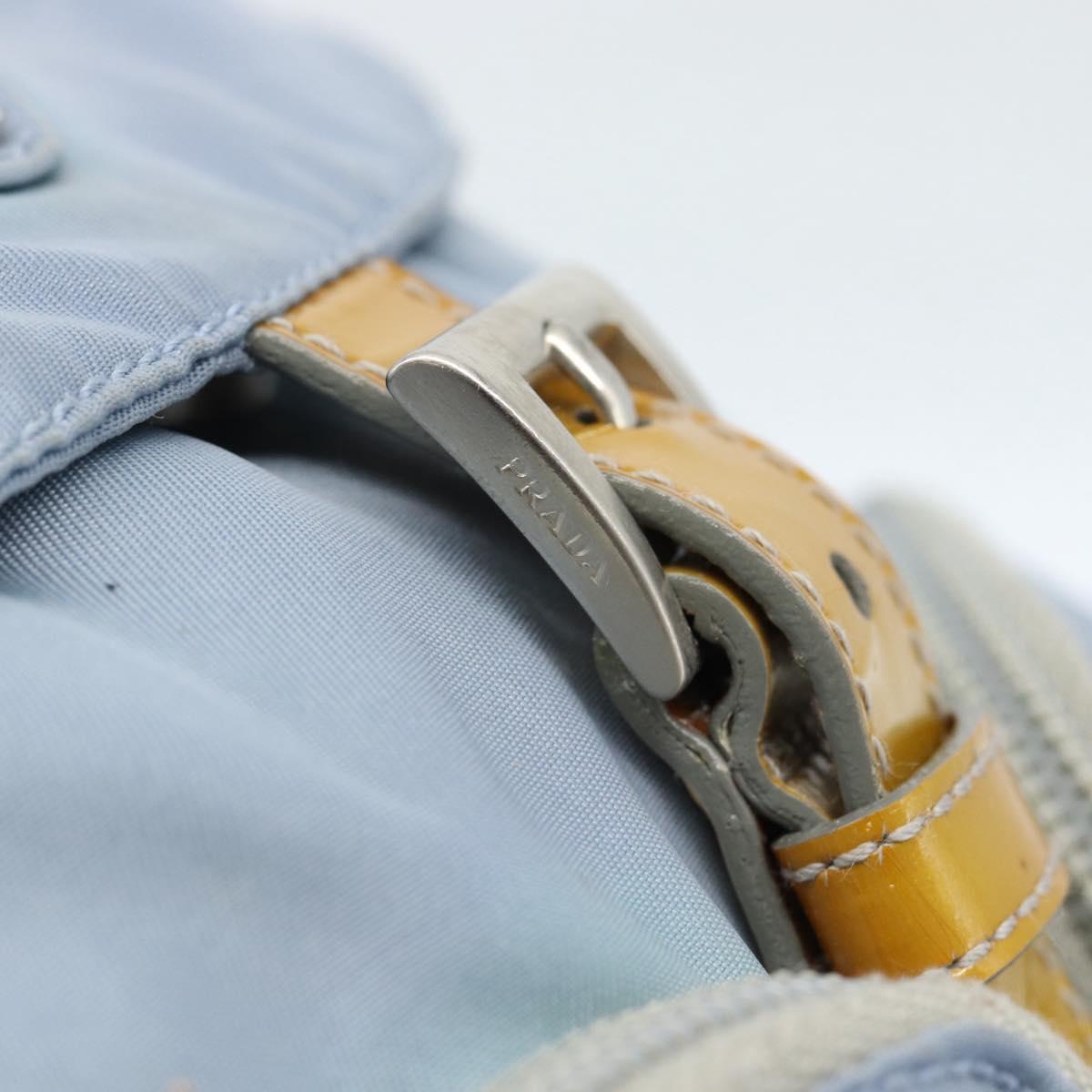 PRADA Backpack Nylon Light Blue Silver Auth 182131