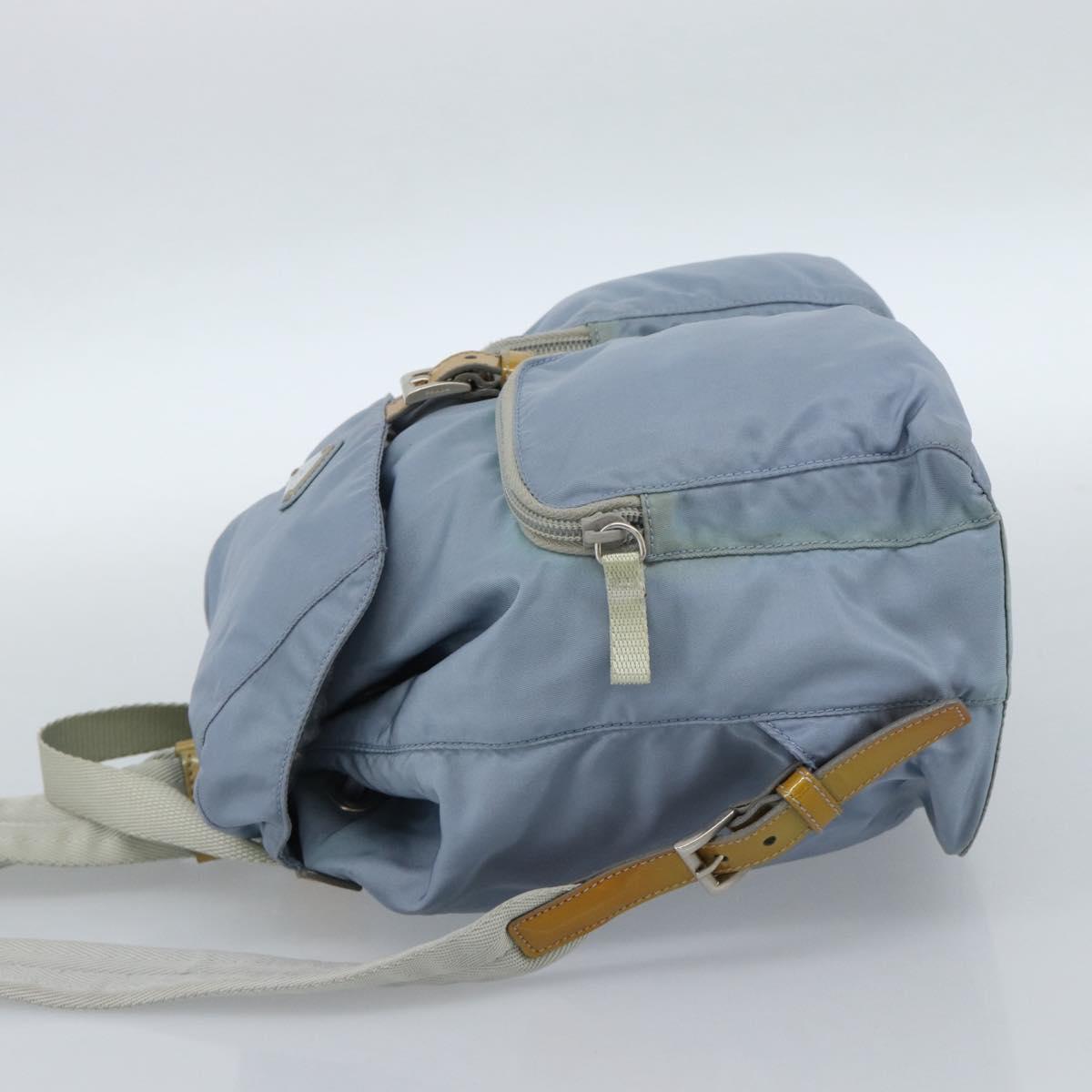 PRADA Backpack Nylon Light Blue Silver Auth 182131