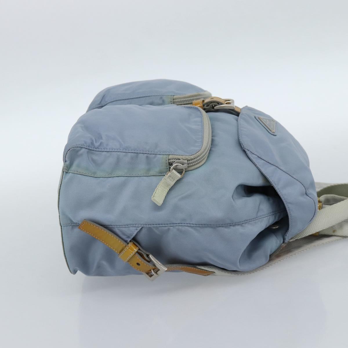 PRADA Backpack Nylon Light Blue Silver Auth 182131