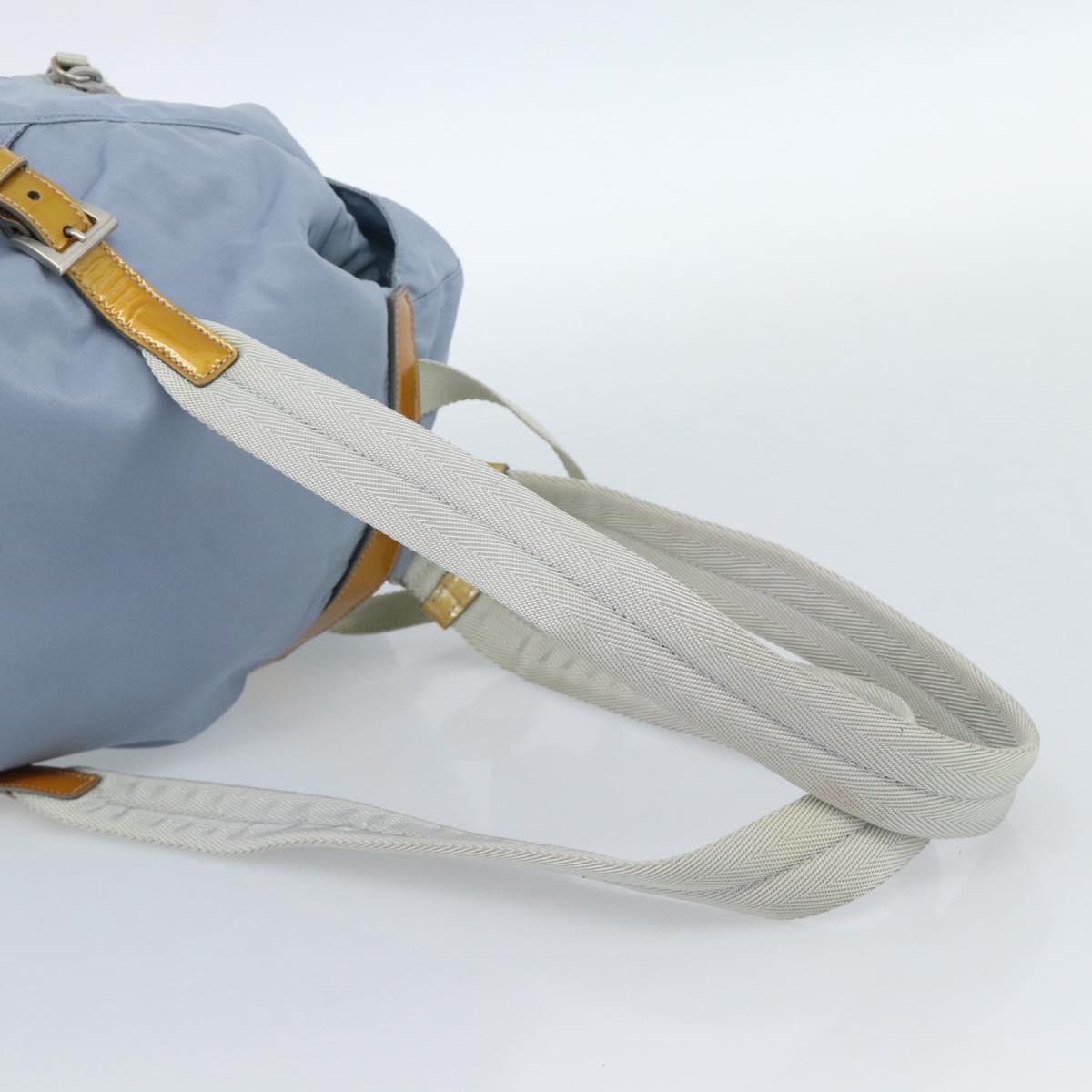 PRADA Backpack Nylon Light Blue Silver Auth 182131