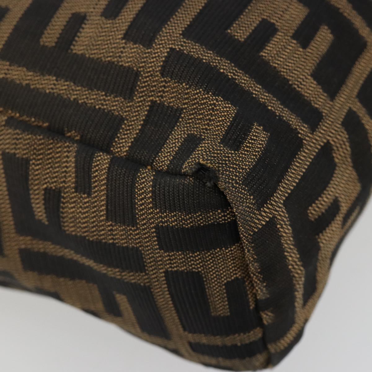 FENDI Zucca Canvas Hand Bag Black Brown Auth 182132