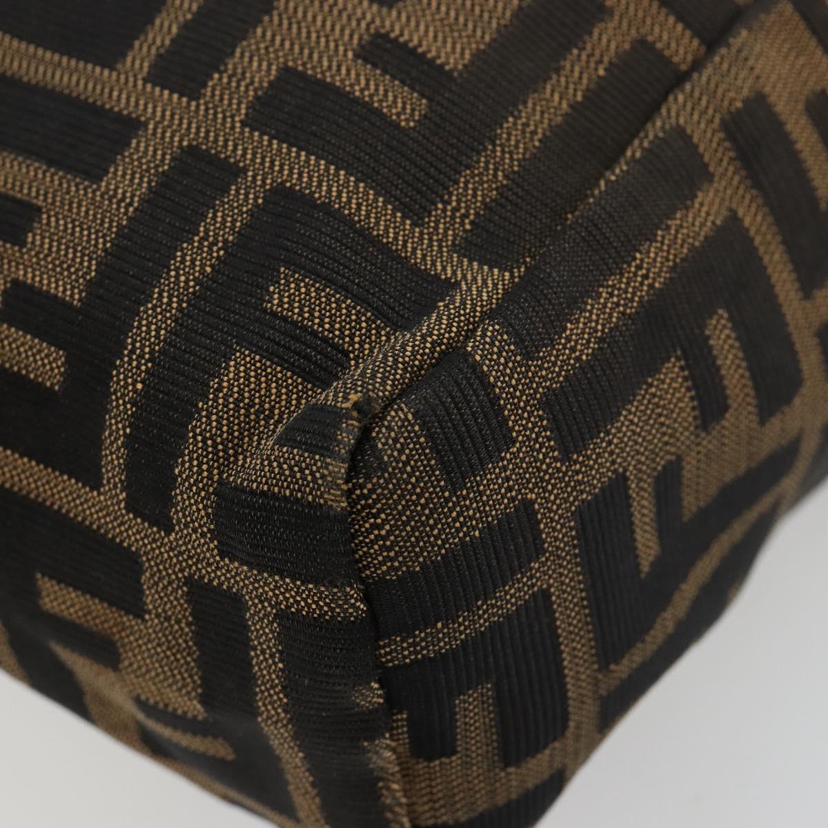 FENDI Zucca Canvas Hand Bag Black Brown Auth 182132