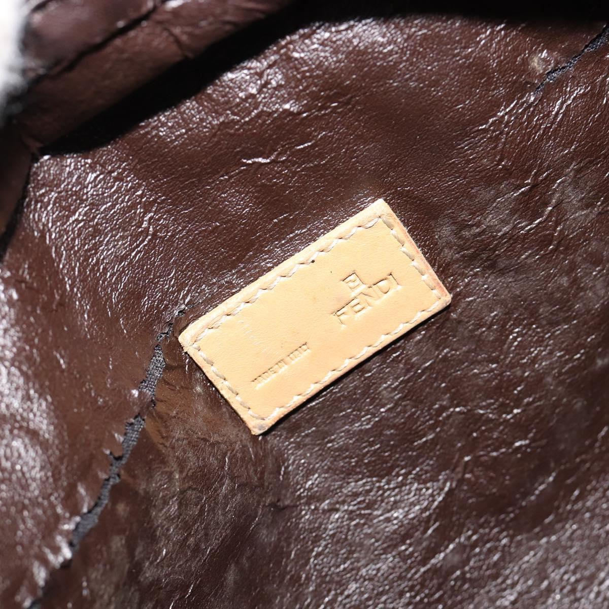 FENDI Zucca Canvas Hand Bag Black Brown Auth 182132