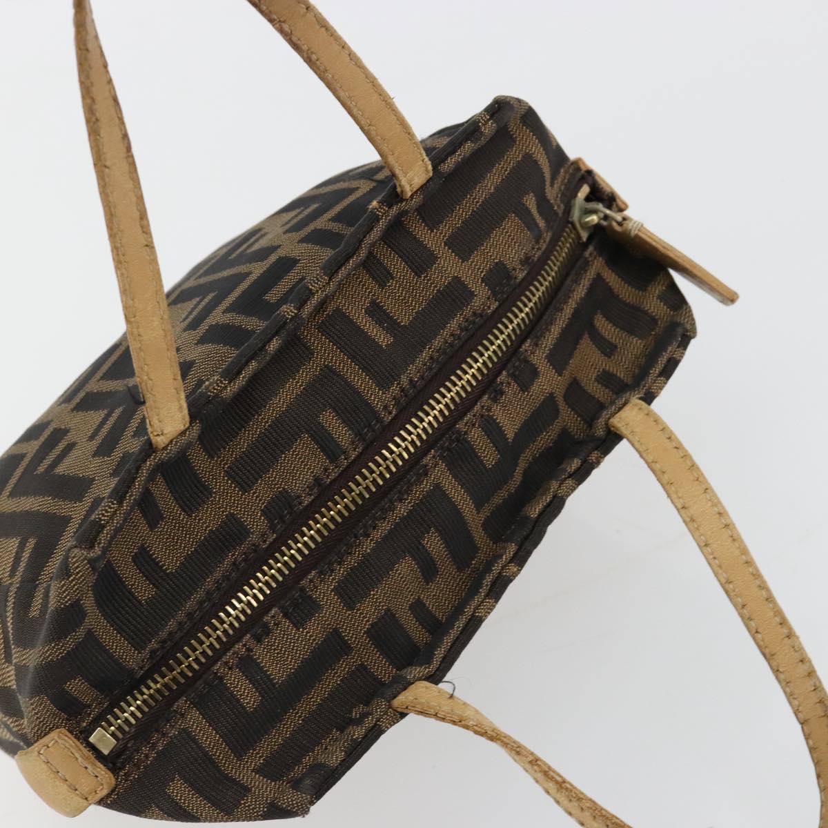 FENDI Zucca Canvas Hand Bag Black Brown Auth 182132