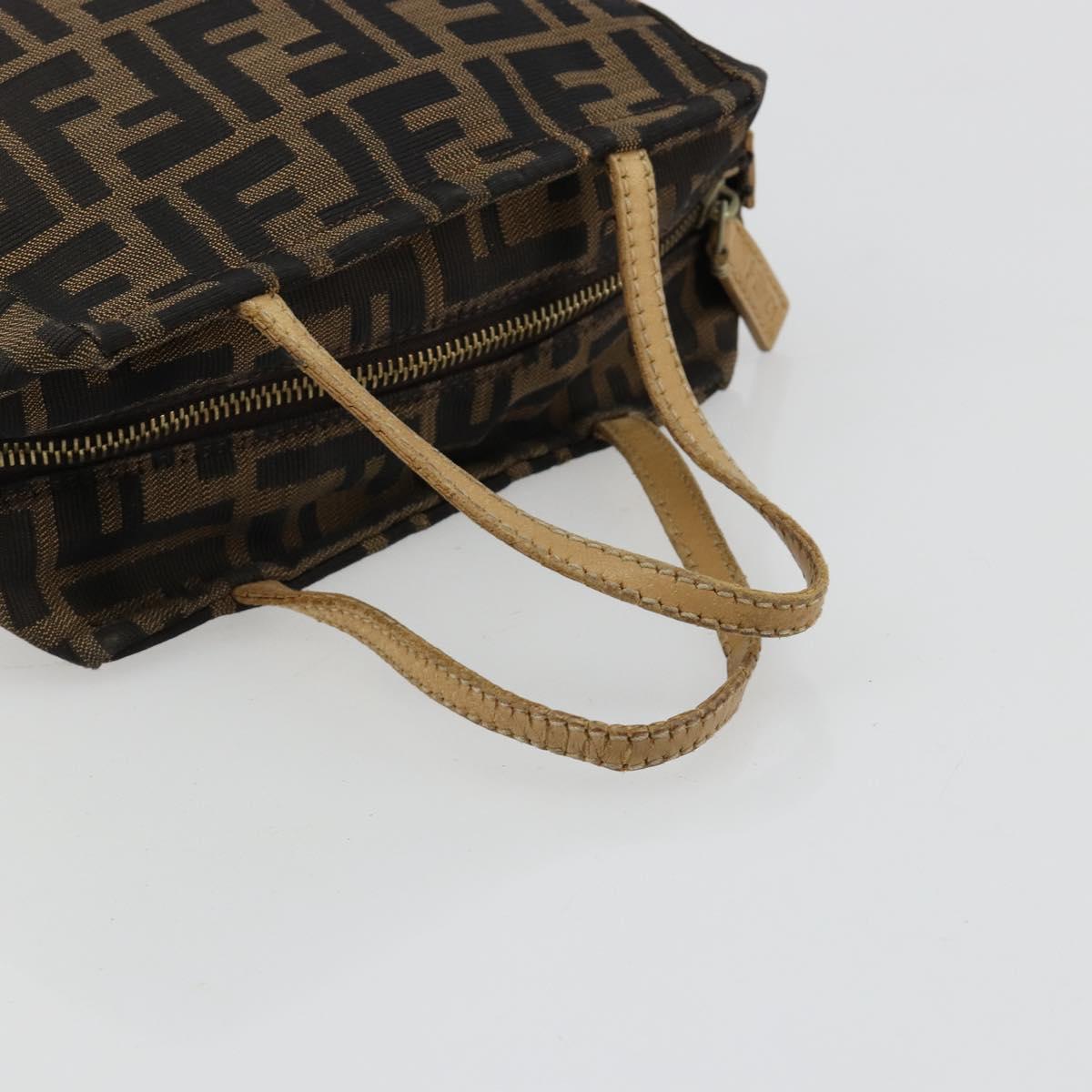 FENDI Zucca Canvas Hand Bag Black Brown Auth 182132