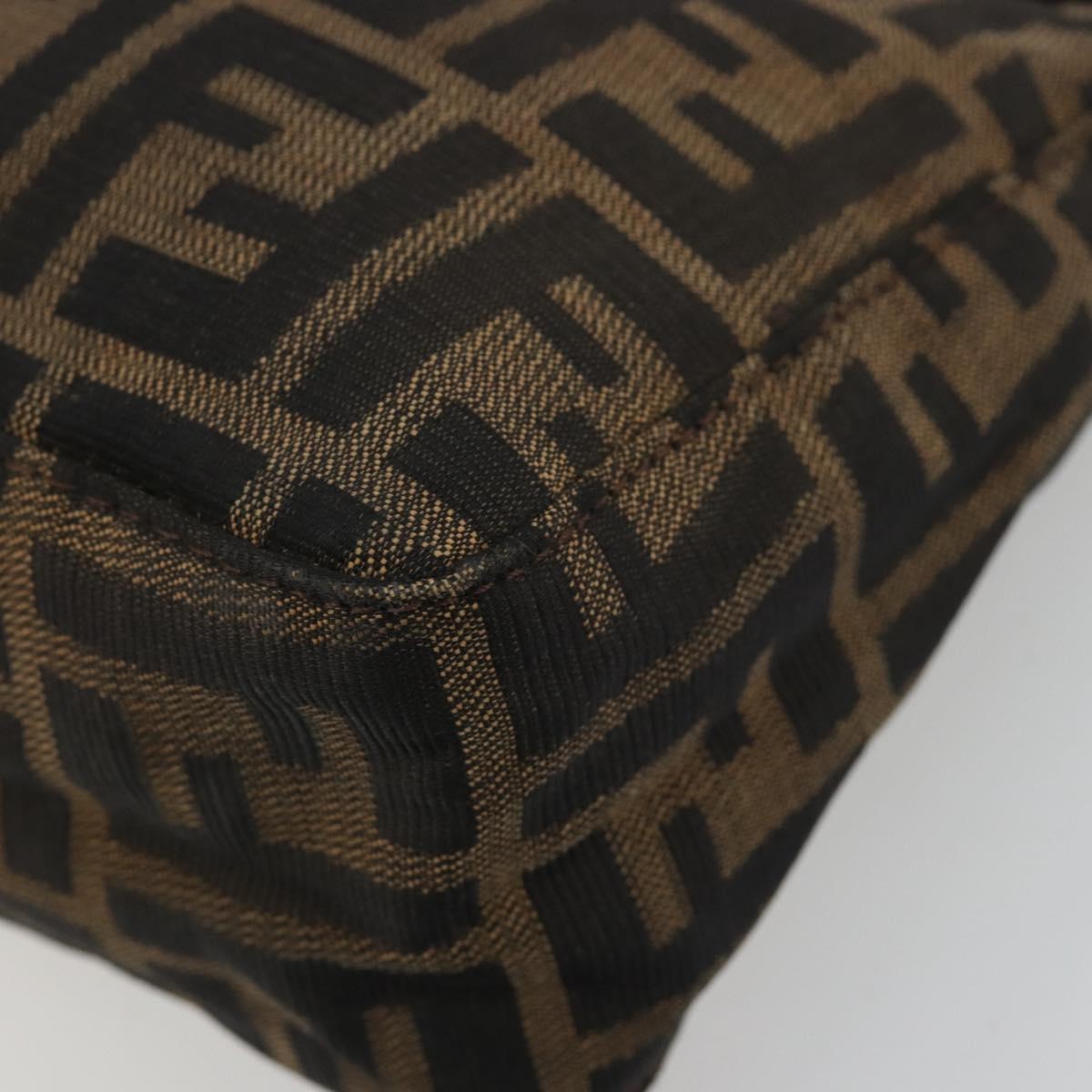 FENDI Zucca Canvas Accessory Pouch Black Brown Auth 182133