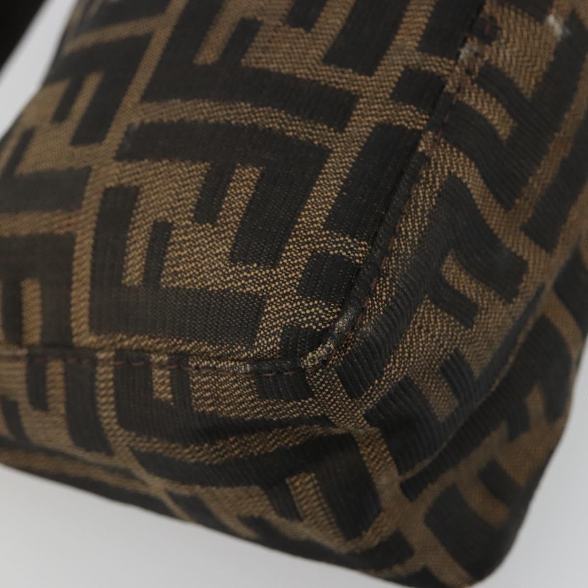 FENDI Zucca Canvas Accessory Pouch Black Brown Auth 182133