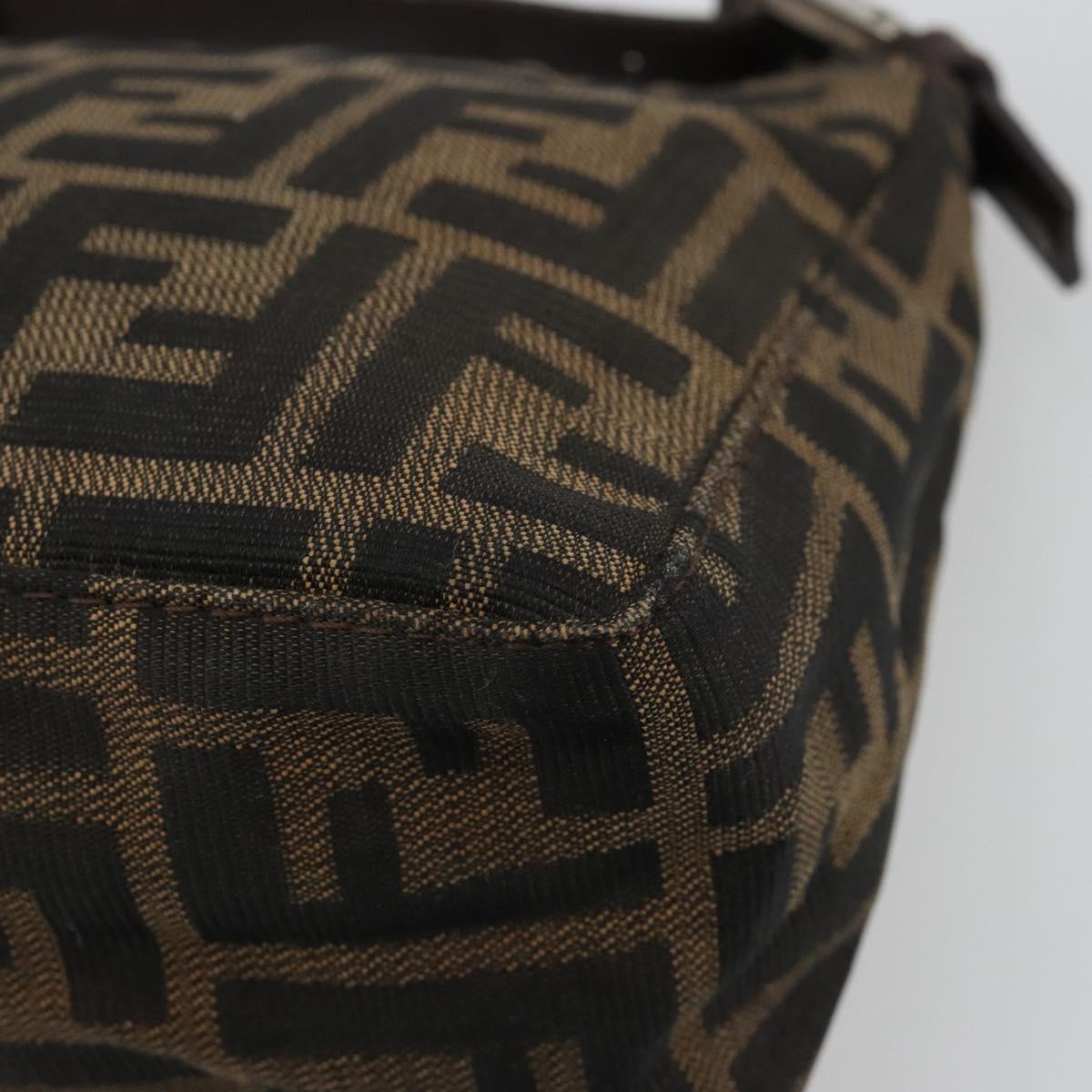 FENDI Zucca Canvas Accessory Pouch Black Brown Auth 182133
