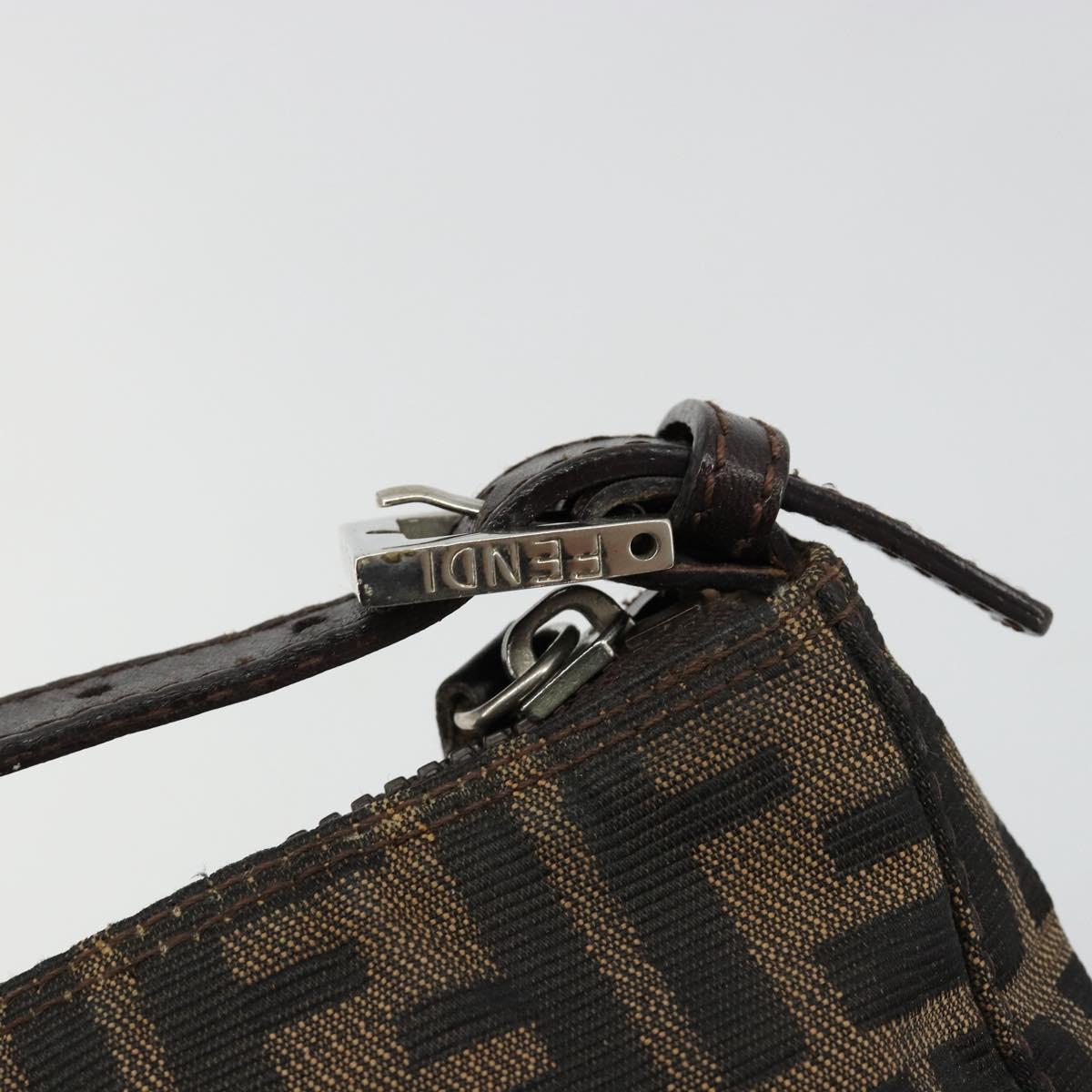 FENDI Zucca Canvas Accessory Pouch Black Brown Auth 182133
