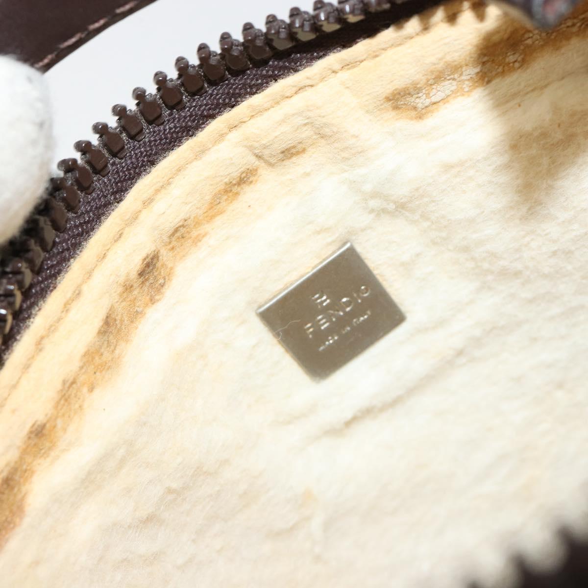 FENDI Zucca Canvas Accessory Pouch Black Brown Auth 182133