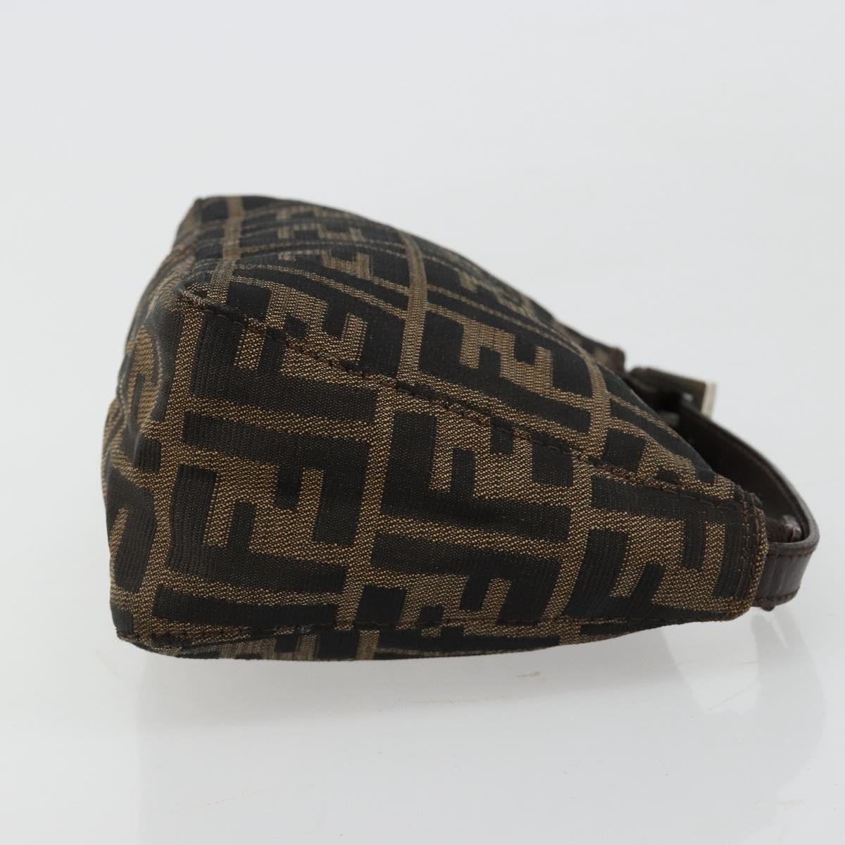 FENDI Zucca Canvas Accessory Pouch Black Brown Auth 182133