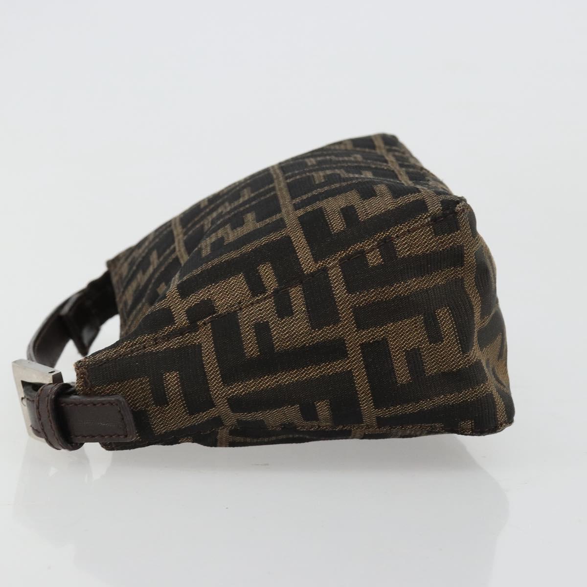 FENDI Zucca Canvas Accessory Pouch Black Brown Auth 182133