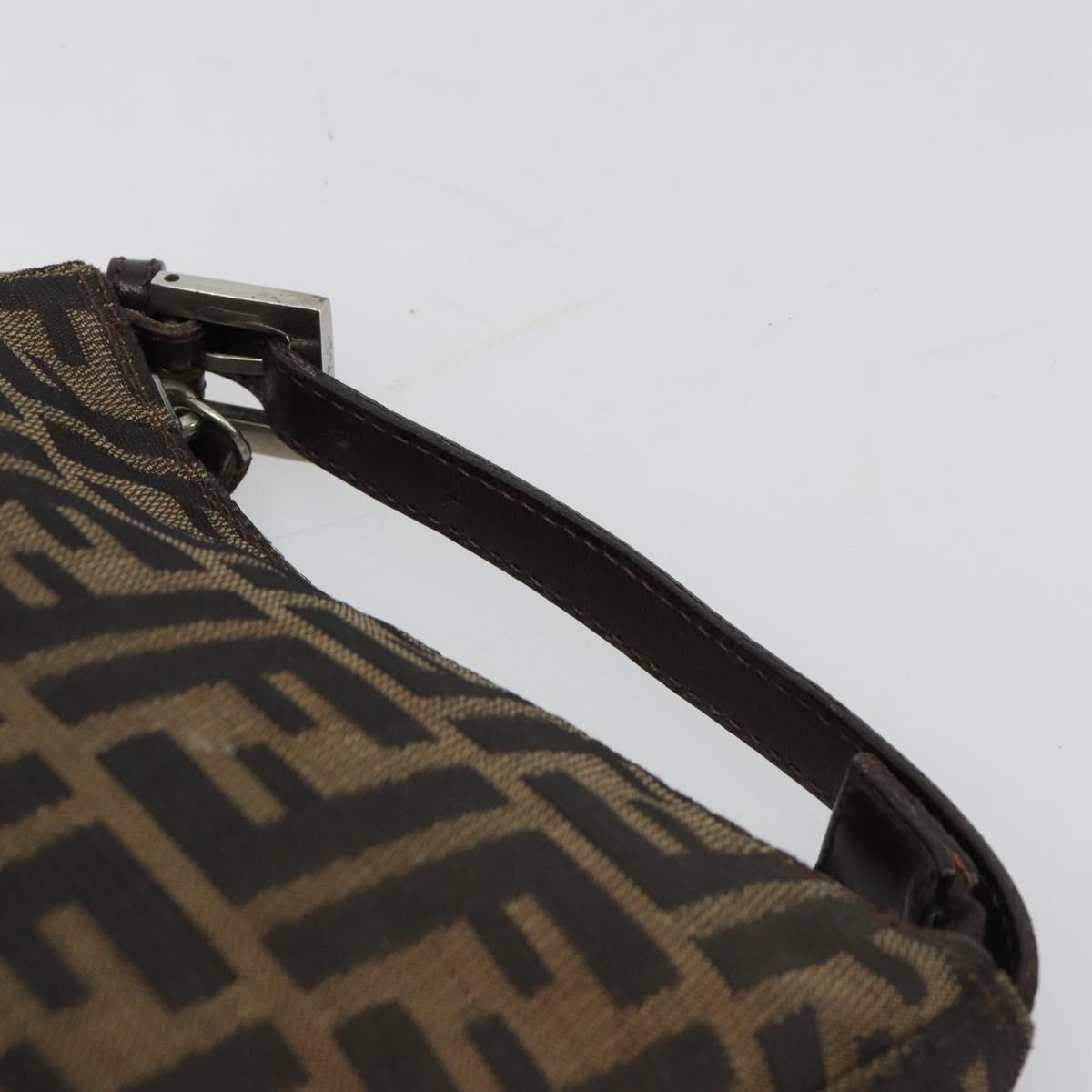 FENDI Zucca Canvas Accessory Pouch Black Brown Auth 182133
