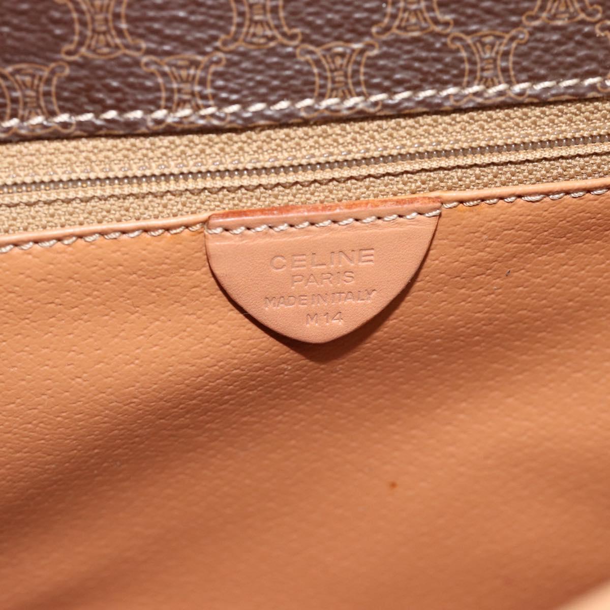 CELINE Macadam Canvas Shoulder Bag PVC Leather Brown Gold Auth 182134A