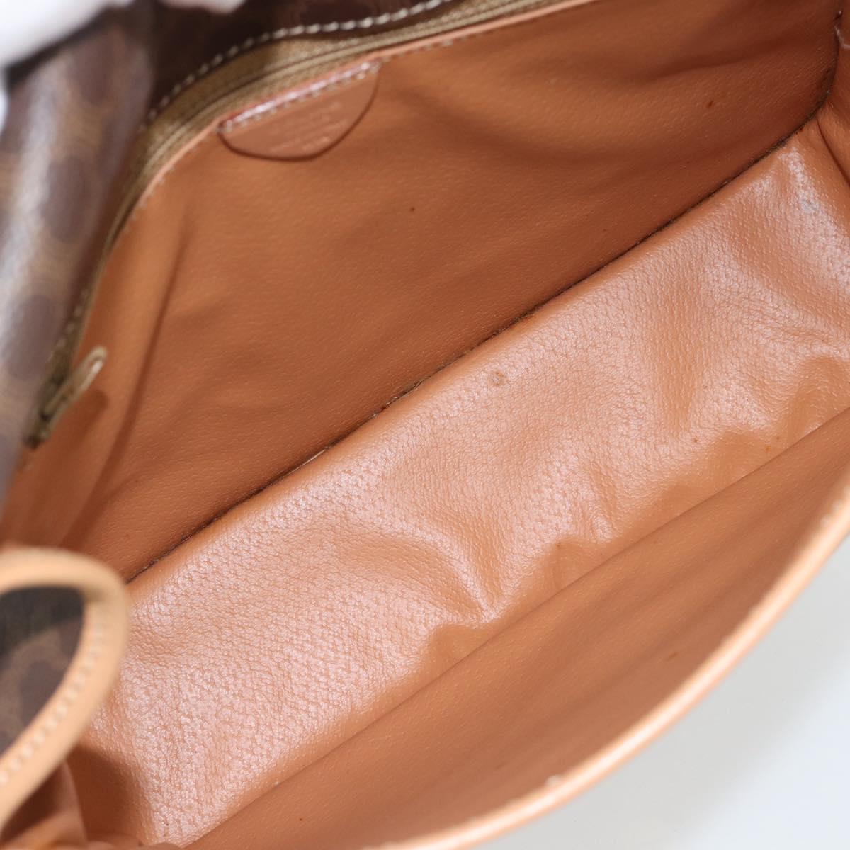 CELINE Macadam Canvas Shoulder Bag PVC Leather Brown Gold Auth 182134A