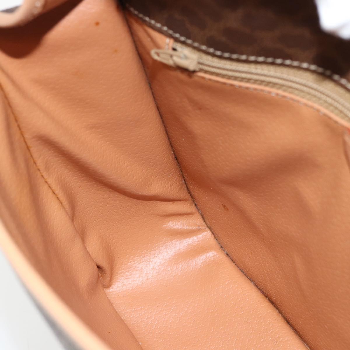 CELINE Macadam Canvas Shoulder Bag PVC Leather Brown Gold Auth 182134A