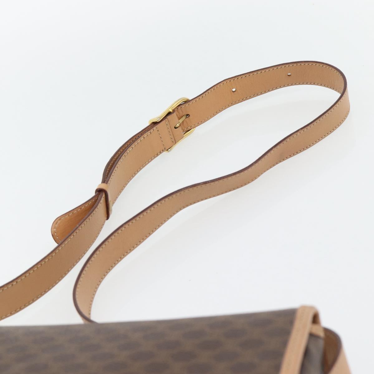CELINE Macadam Canvas Shoulder Bag PVC Leather Brown Gold Auth 182134A