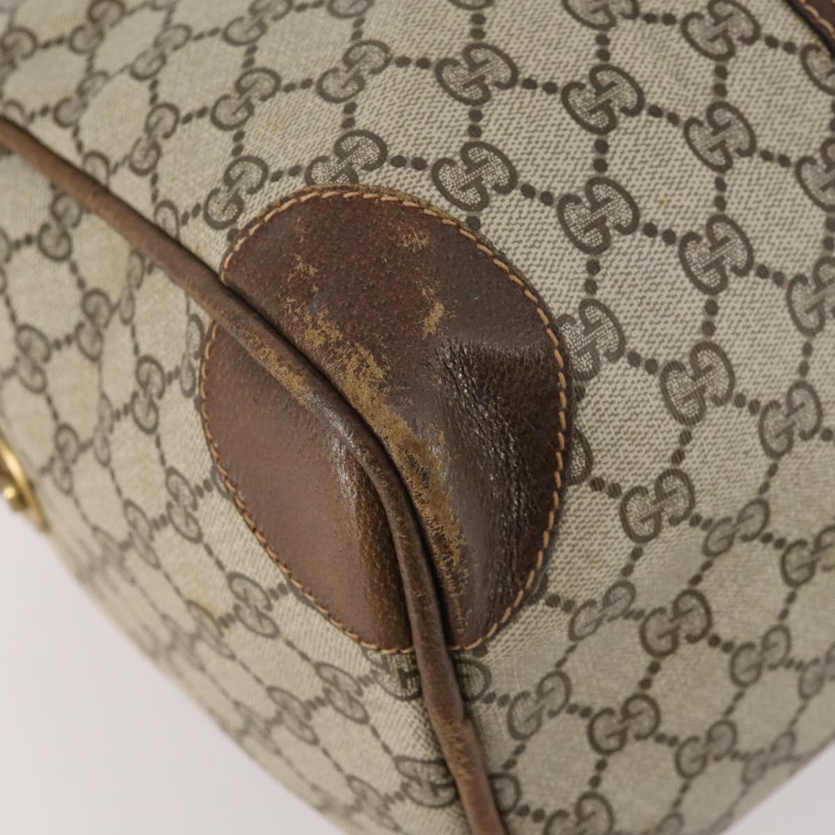 GUCCI GG Supreme Web Sherry Line Boston Bag PVC Beige Gold Auth 182135