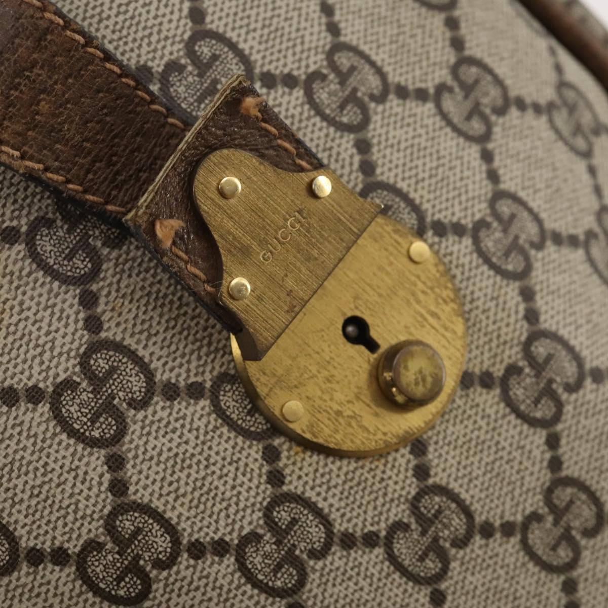 GUCCI GG Supreme Web Sherry Line Boston Bag PVC Beige Gold Auth 182135