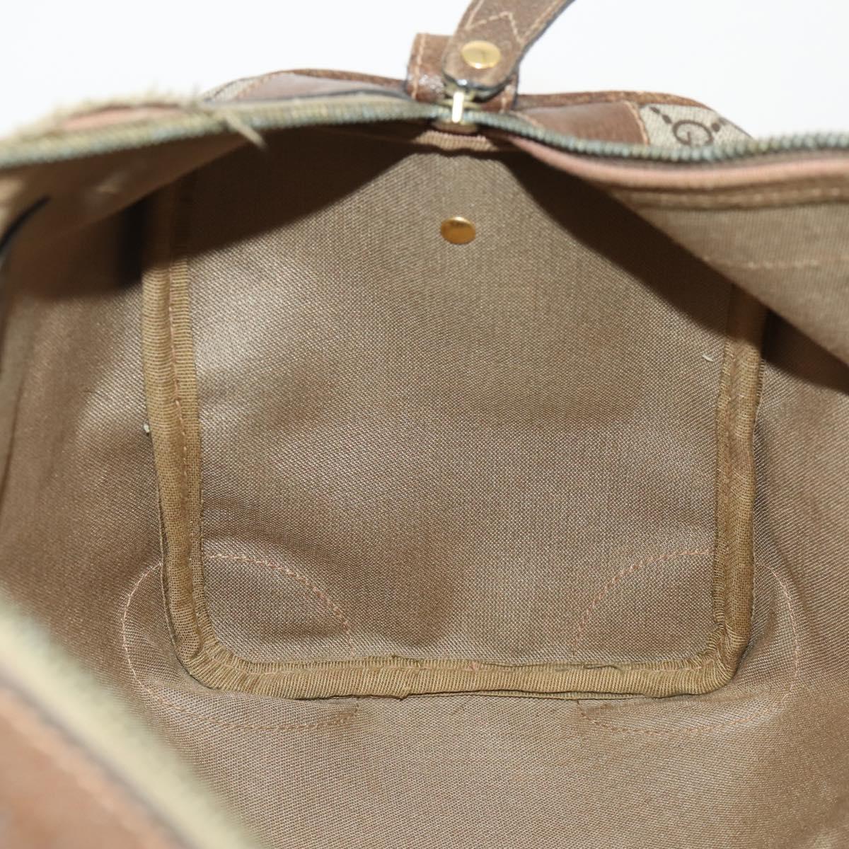 GUCCI GG Supreme Web Sherry Line Boston Bag PVC Beige Gold Auth 182135