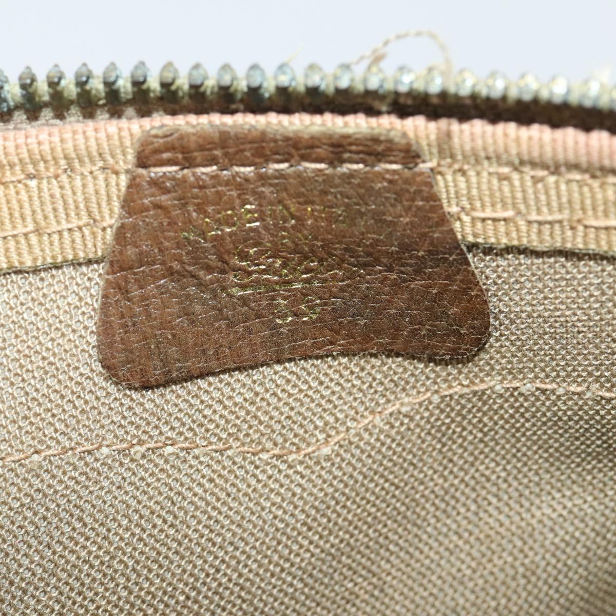 GUCCI GG Supreme Web Sherry Line Boston Bag PVC Beige Gold Auth 182135