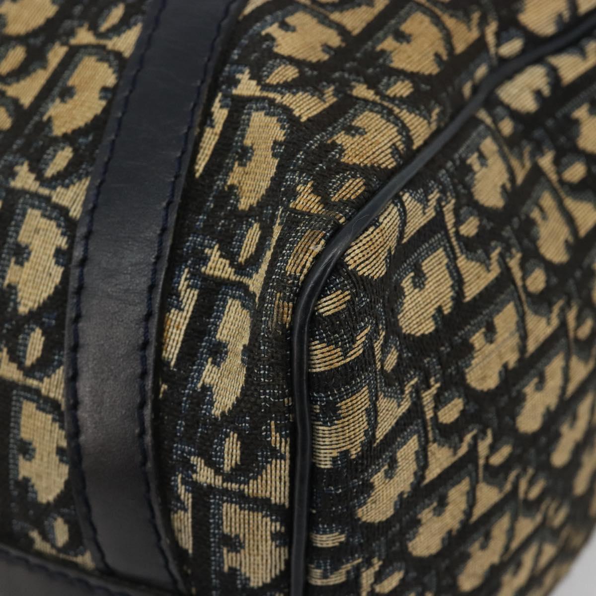 Christian Dior Trotter Canvas Boston Bag Navy Silver Auth 182138