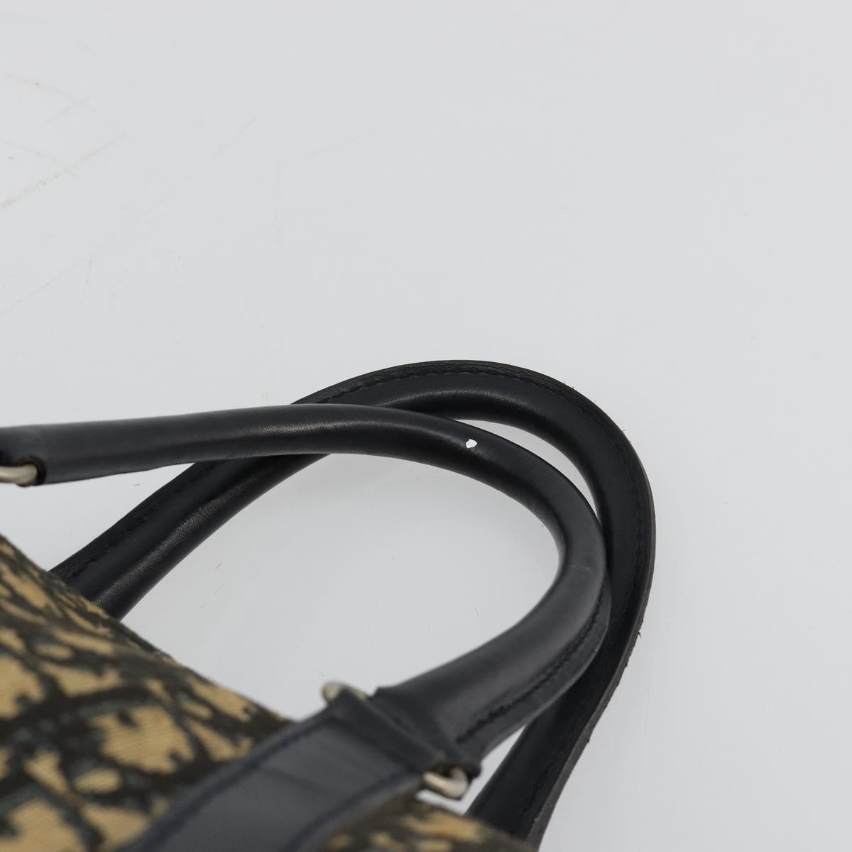Christian Dior Trotter Canvas Boston Bag Navy Silver Auth 182138