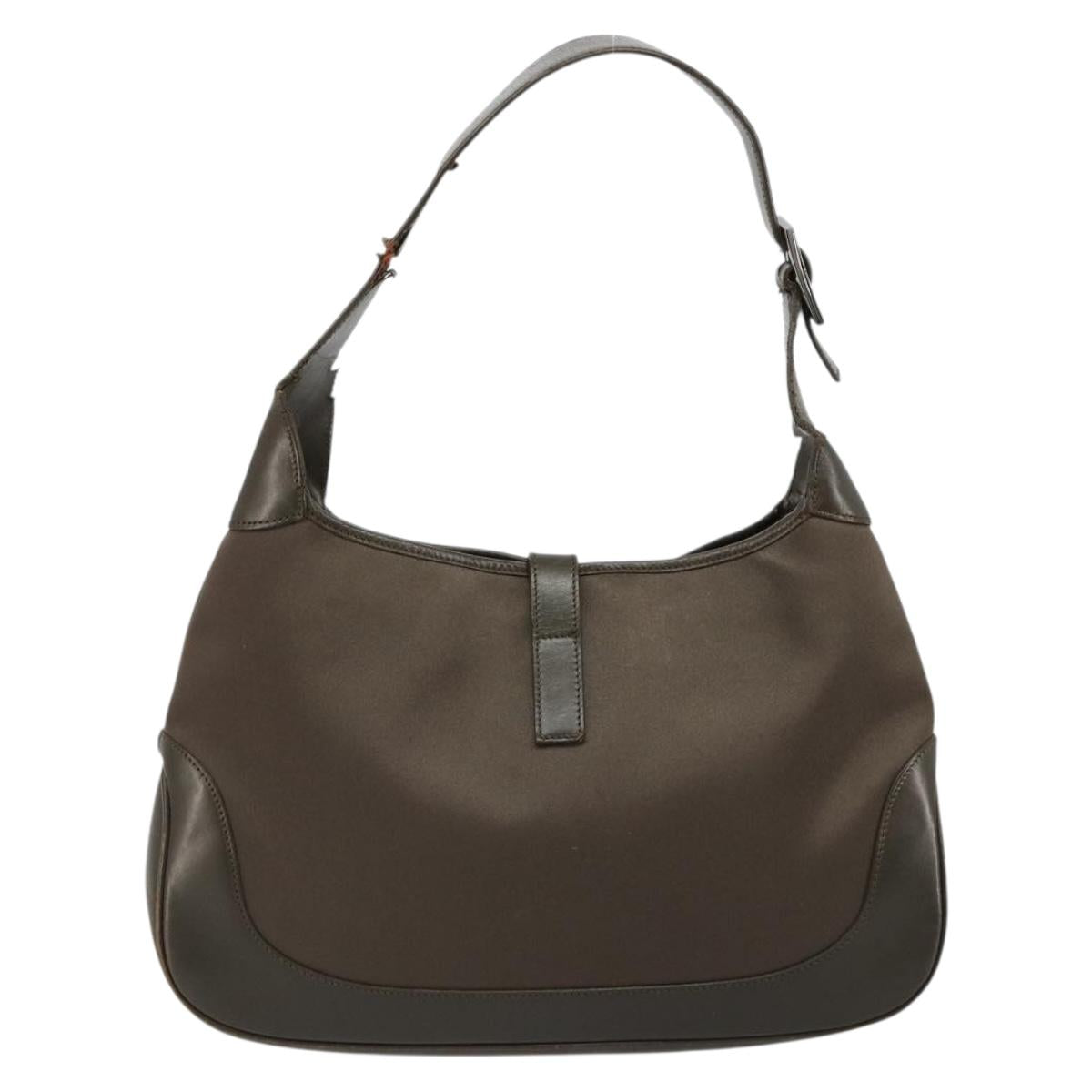 GUCCI Jackie Shoulder Bag Satin Brown Silver 001 3306 Auth 182140